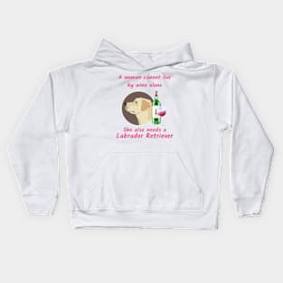 A Funny Labrador Retriever and Wine Kids Hoodie